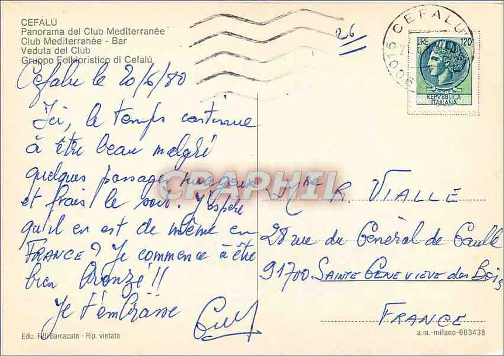 Cefalú — Panorama del Club Mediterranée — Ed. Ful Barracato - Reverso