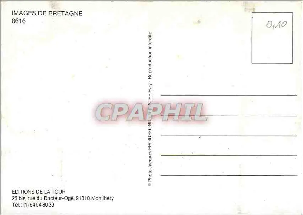 Igreja e cruz de Jacquot-Froidfond — Bretanha — Edições da Torre, n° 8616 - Verso