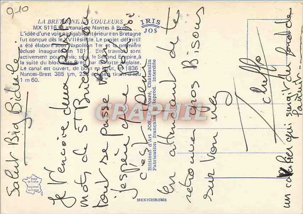 Kanal von Nantes nach Brest — Herbstblick — Éditions JOS, Nr. MX 5116 - Rückseite