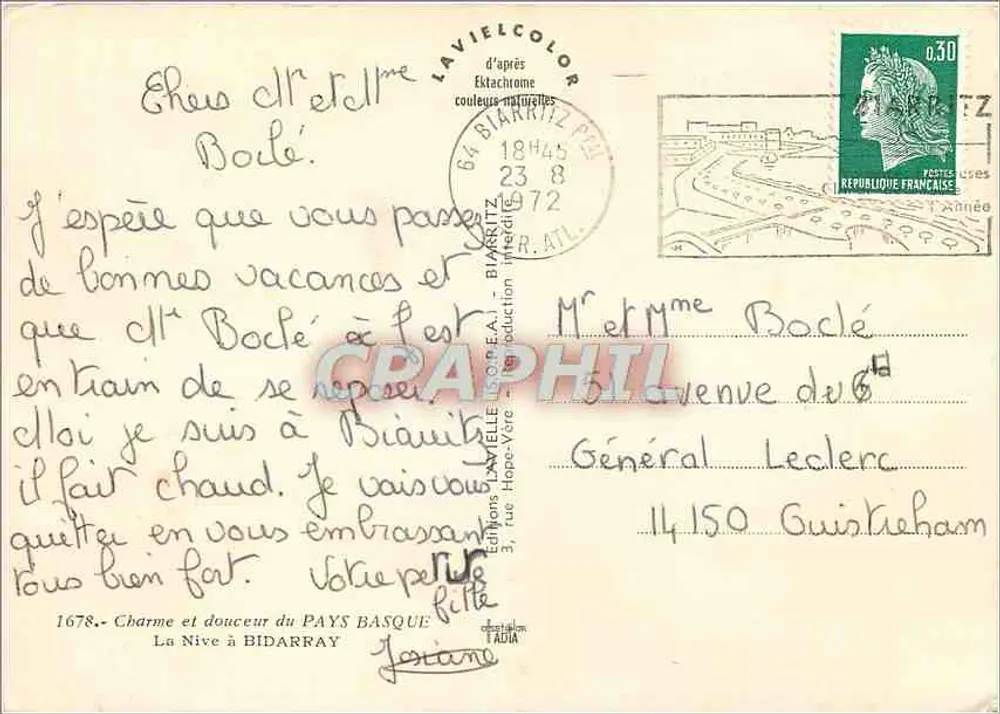 Pays Basque — Vista de pontes e rios — Lavielle - Verso