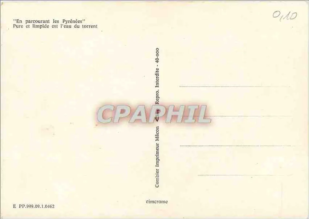 Wasserfall in den Pyrenäen — Comblier Imprimeur Mâcon — n° 40-000 - Rückseite