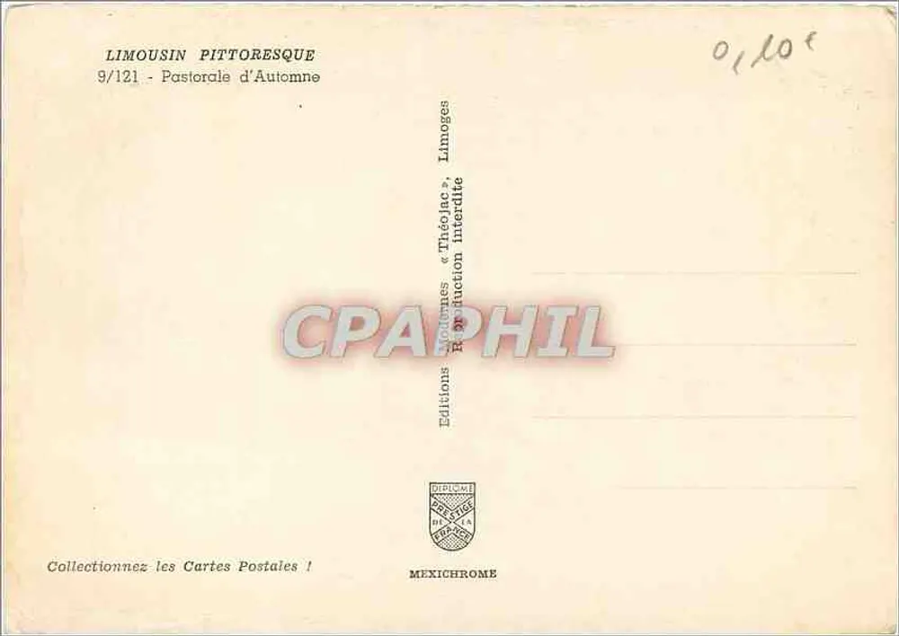 Herfstlandschap met kudde schapen — Pittoorisch Limousin — Edities Mexichrome, n° 9/121 - Achterkant