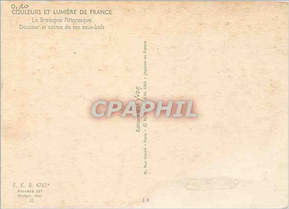 Die pittoreske Breiagne — Die Süße und Ruhe ihrer Unterholzgebiete — Editions Martel, Paris - Rückseite