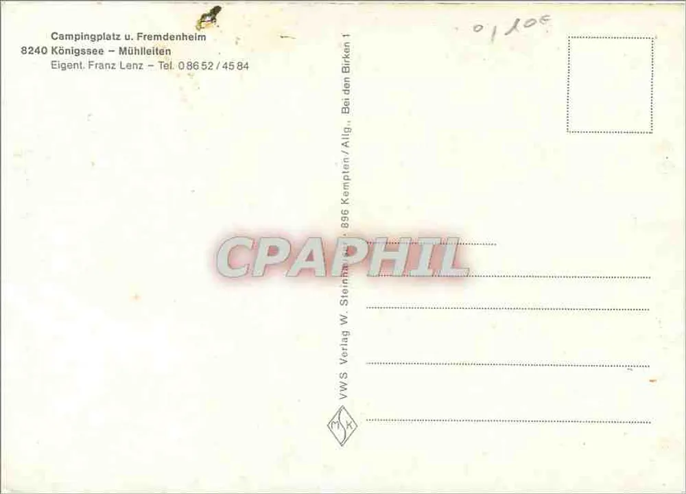 Campingplatz u. Fremdenheim à Königssee — vue panoramique avec montagnes en arrière-plan — éditeur VWS Verlag W. Steinmann - Verso