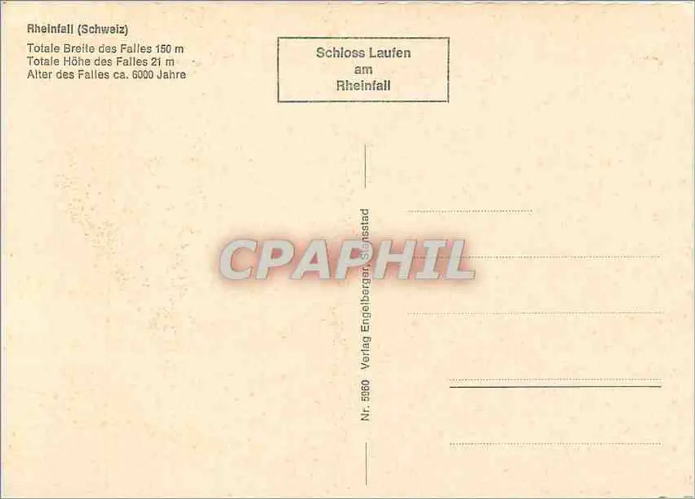 Rinfall (Svizzera) — caduta del Reno — Verlag Engelberger, San Gallo, n° 5960 - Verso