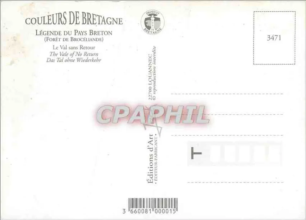 Das Tal ohne Rückkehr — Legende von Brocéliande — Éditions d'Art - Rückseite