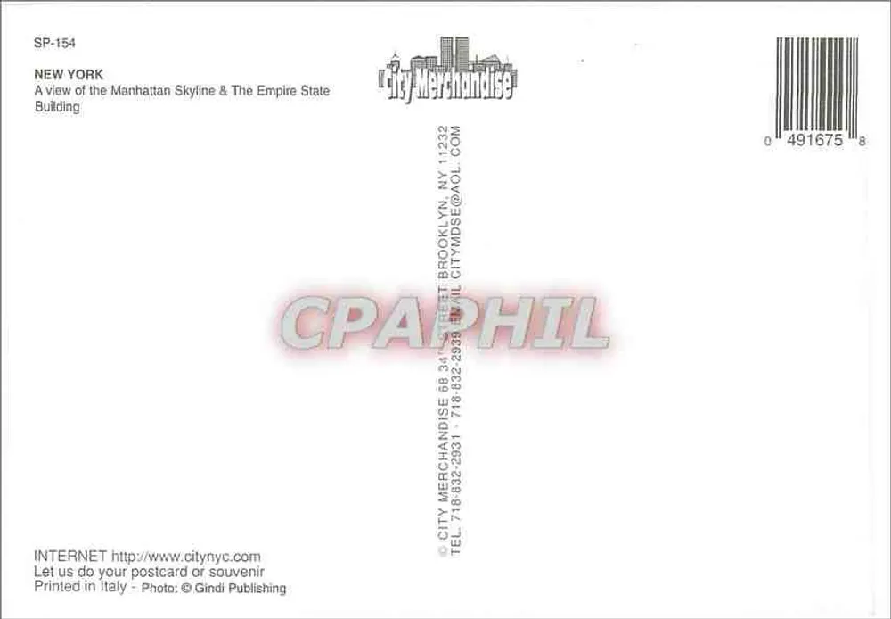 Nova Iorque — Vista do Empire State Building — City Merchandise SP-154 - Verso