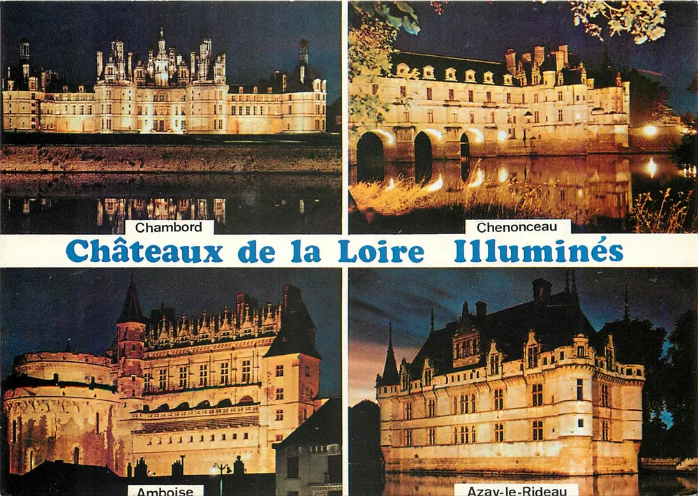 Illuminierte Schlösser der Loire — Chambord, Chenonceau, Amboise, Azay-le-Rideau — Artaud Frères, Nantes - Vorderseite
