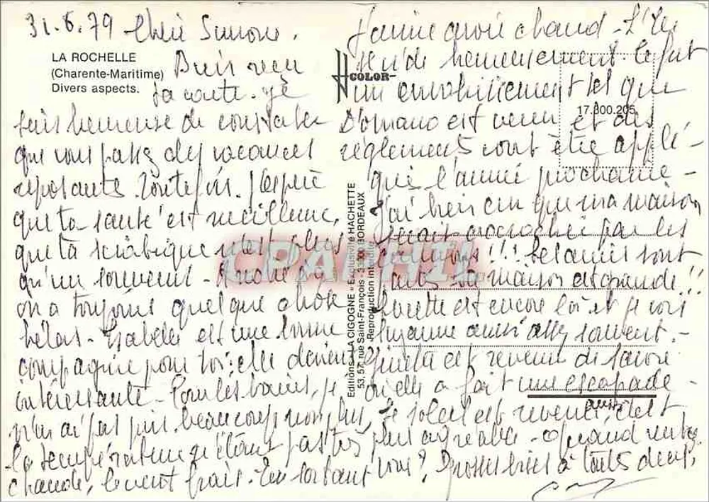 La Rochelle — Diversos aspectos — Éditions La Cigogne - Verso