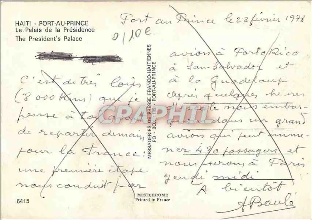 Palast der Präsidenz — Port-au-Prince — Verlag IRIS - Rückseite