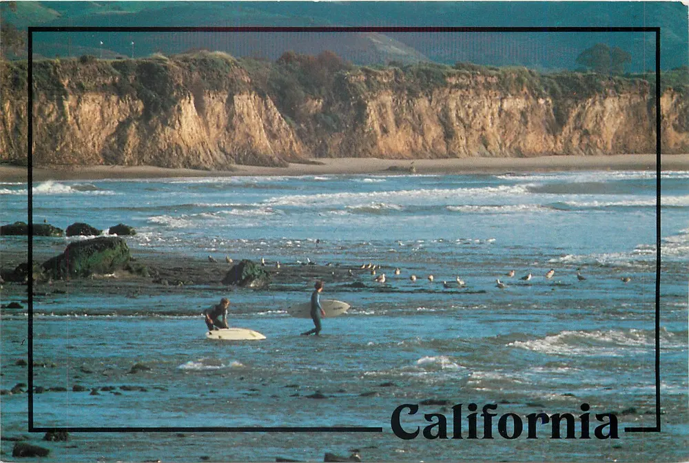 Surf em Califórnia — falésias costeiras e ondas pouco frequentadas — Columbia Publishing, T-209 - Frente
