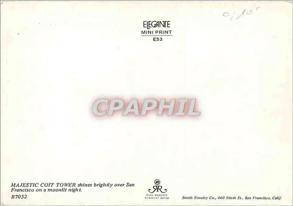 Torre Coit — noite de lua cheia — Elegante Mini Print E53 - Verso