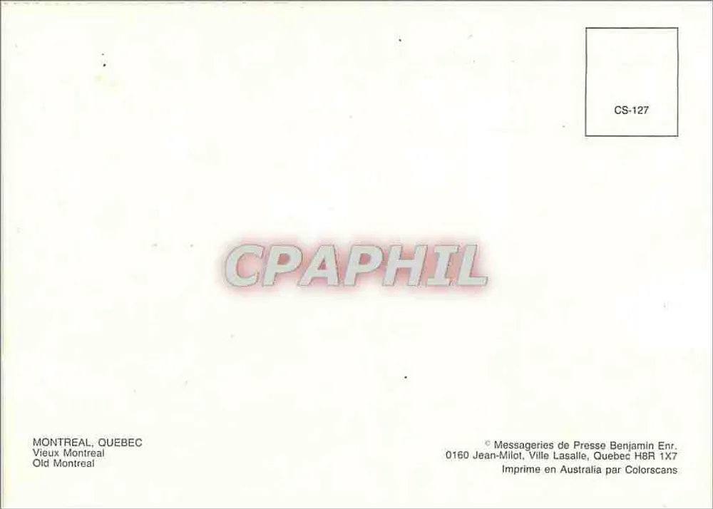 Velho Montreal — Place d'Youville com o monumento da Liberdade — CS-127 - Verso