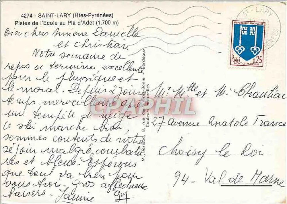 Saint-Lary (Höhe Pyrenäen) — Pisten der École am Pla d'Adet (1.700 m) — Verleger Tito - Rückseite