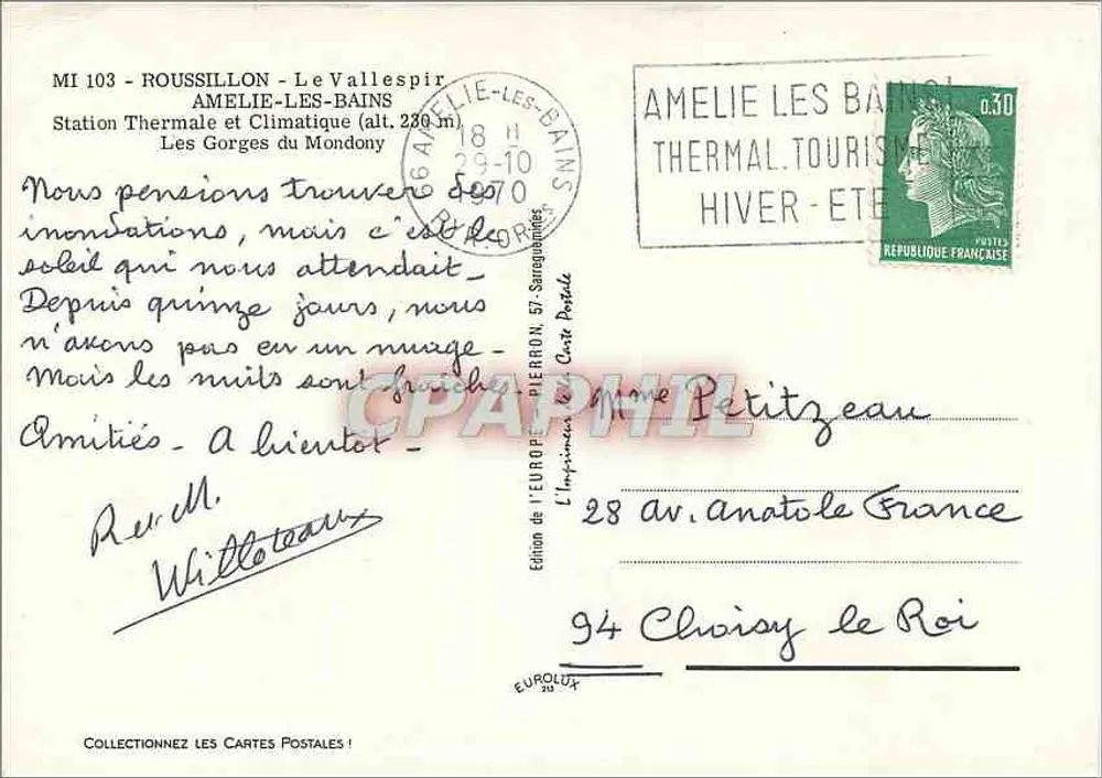 Die Mondony-Schlucht — Amelie-les-Bains — Edition de l'Europ - Rückseite