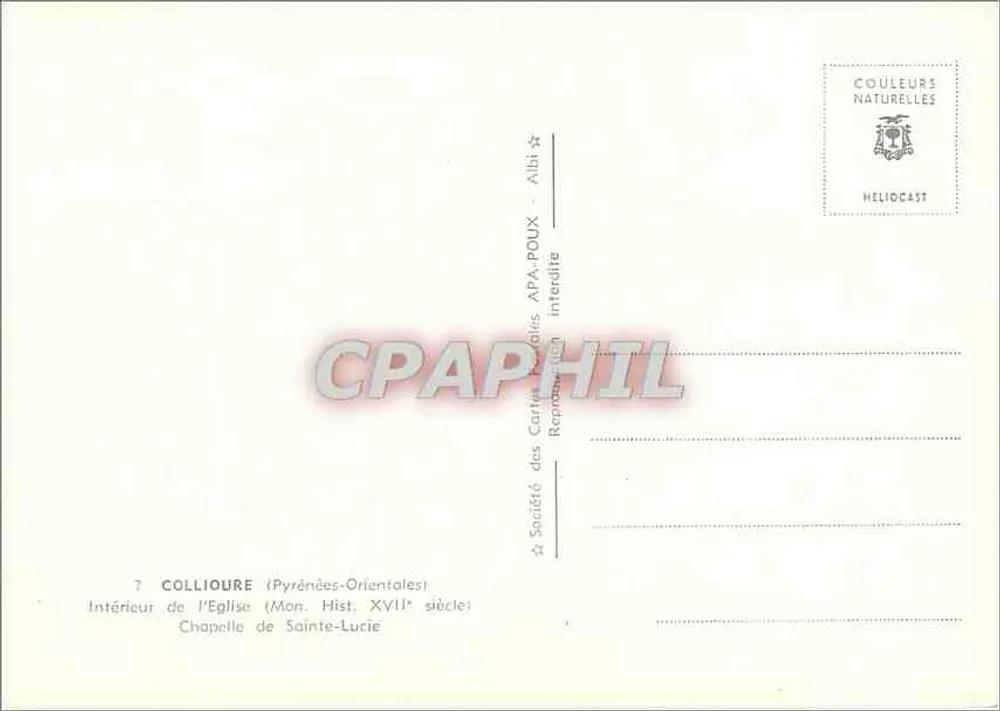 Innenraum der Kirche — Kapelle von Sainte-Lucie — Société des Cartes Naturelles APA-POUX, Albi - Rückseite