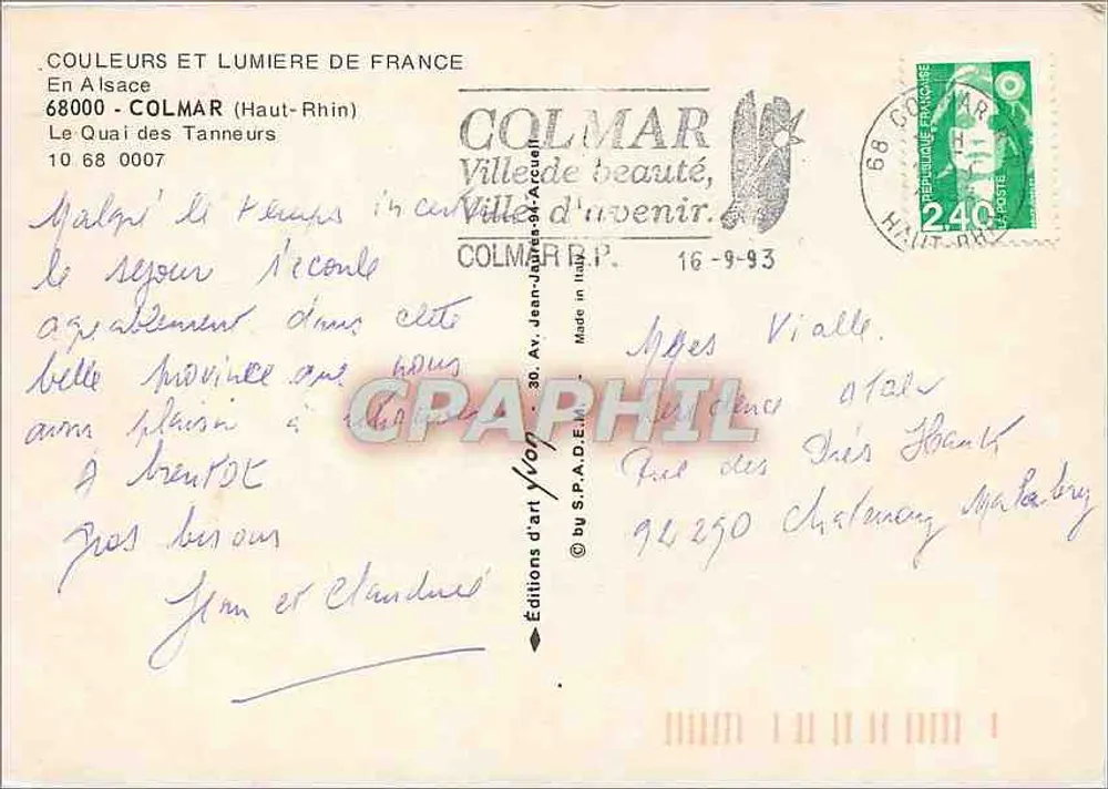 Colmar — Quai des Tanneurs — Art Editions Van - Rückseite