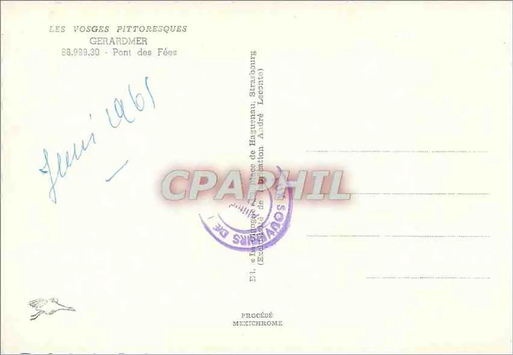 Ponte das Fadas — Gerardmer — Editor IRIS, n° 88.999.30 - Verso