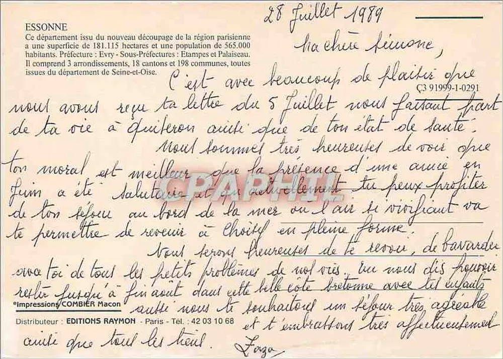 Essonne — touristische Ansichtskarte — Éditions Macon - Rückseite