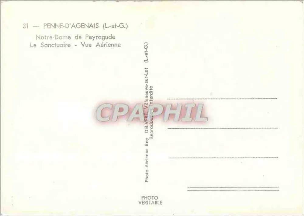 Penne-d'Agenais (Lot-et-Garonne) — Notre-Dame de Peyragude — Luftbild — Photo Delvire - Rückseite