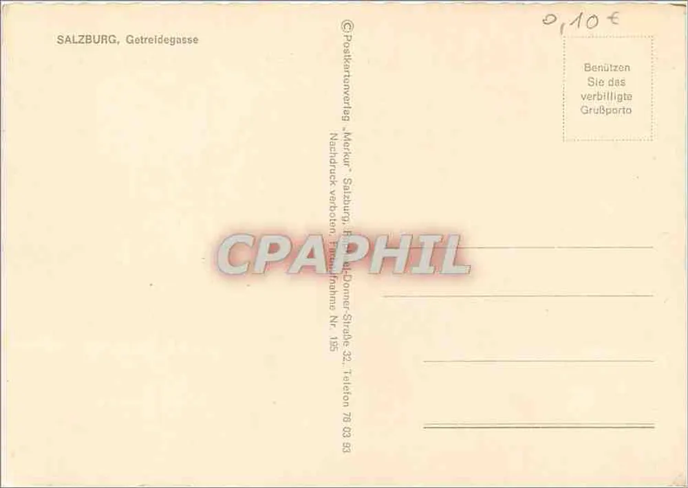 Salzburgo — Getreidegasse — Postkartenverlag Merkur Salzburg - Verso