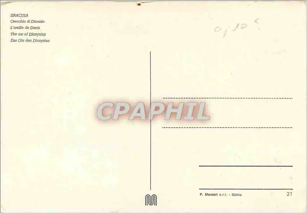 Siracusa — Crocchio di Dionisio — P. Marzari s.r.l. - Schio, n°21 - Verso
