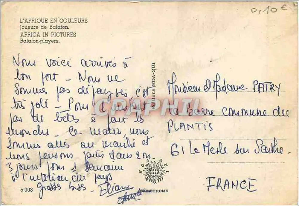 Giocatori di Balafon — Africa in Colore — Edizioni HOA-QUI n. 5003 - Verso