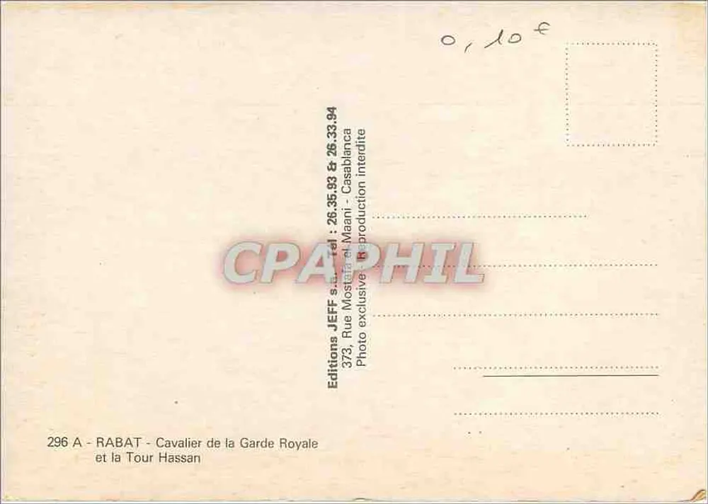 RABAT - Reiter der Königlichen Garde und die Hassan-Turm — Editions JEFF - Rückseite