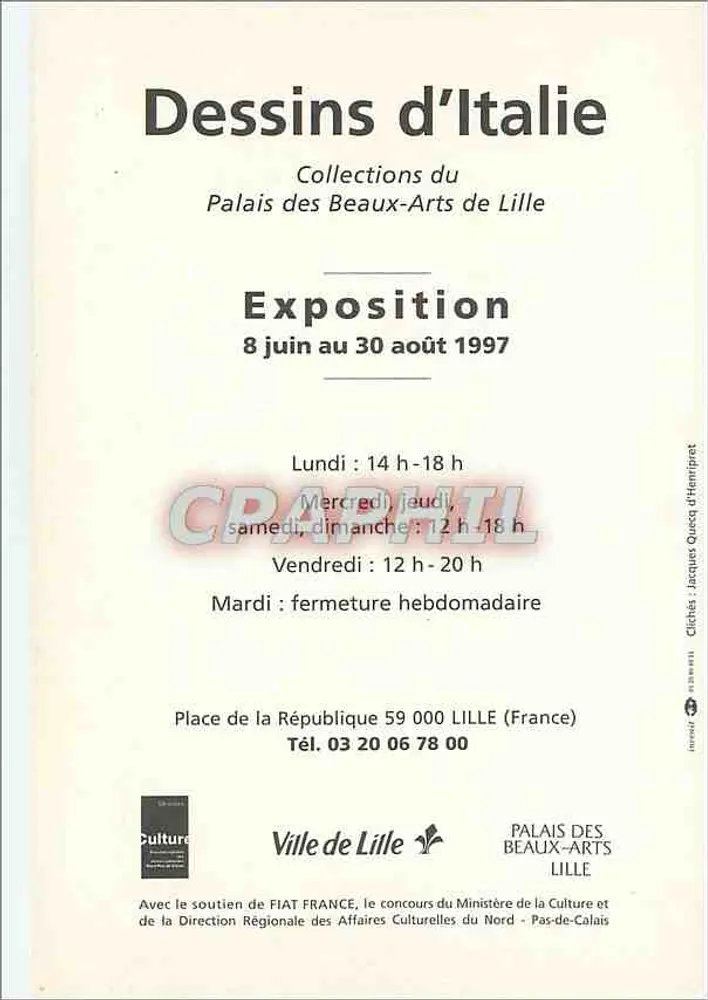 Zeichnungen aus Italien — Sammlungen des Palais des Beaux-Arts de Lille — Ausstellung 8. Juni - 30. August 1997 - Rückseite