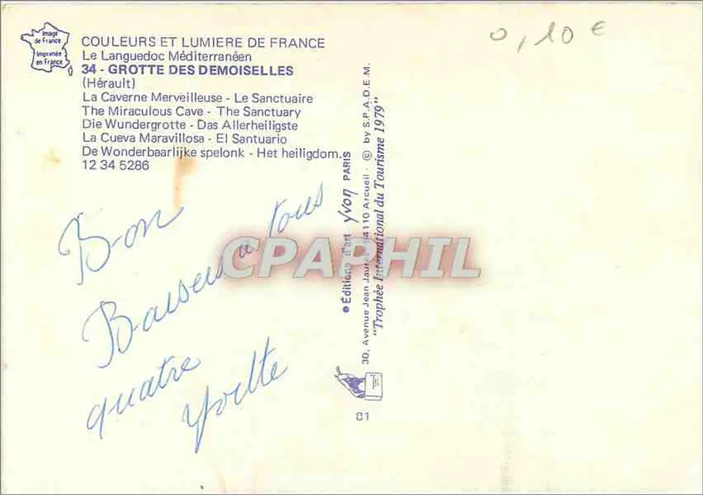 Grotte des Demoiselles — Das Heiligtum — Edition Jean Laut 1979, Nr. 34 - Rückseite
