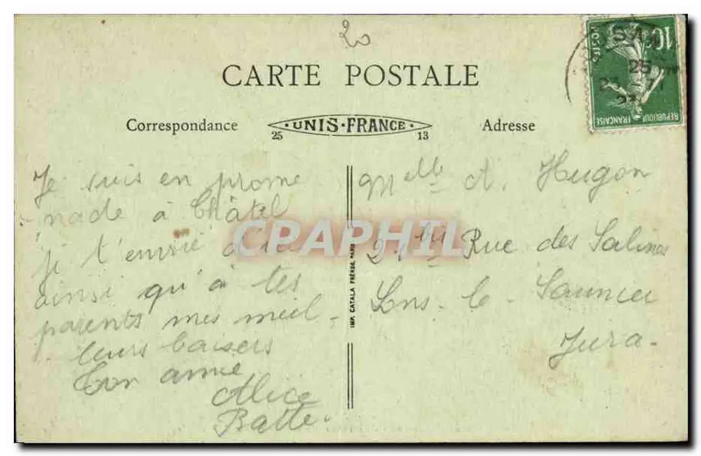 Châtel (Jura) — Innenansicht der Kirche (4. Jahrhundert) — Antike Ansichtskarte n°20 - Rückseite