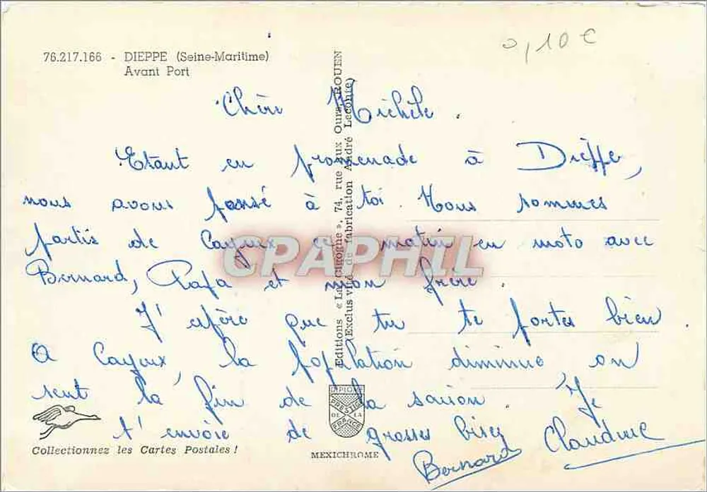 Dieppe (Seine-Maritime) — Port Antigo — Edições & Les Champs 74, rue des Quais, Le Havre - Verso