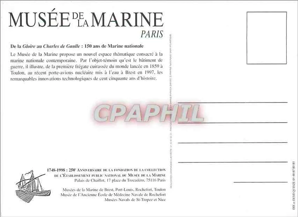 Musée de la Marine — De la Gloire au Charles de Gaulle — 150 ans de Marine nationale — Palais de Chaillot, Paris - Verso