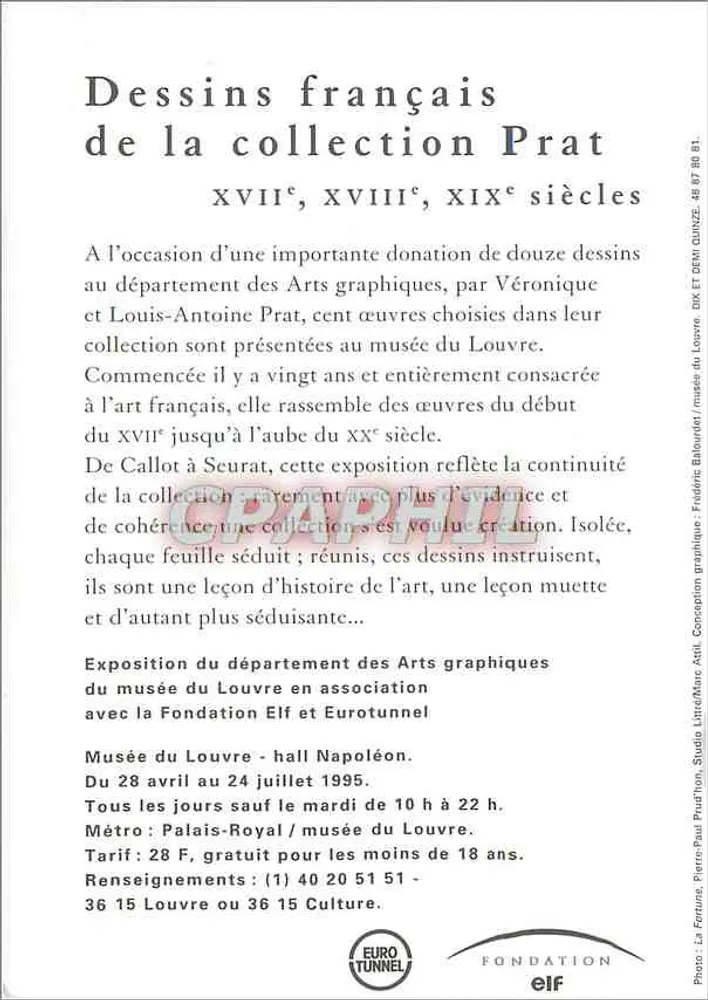 Desenhos franceses da coleção Prat — séculos XVII, XVIII e XIX — exposição no Louvre, abril-julho 1995 - Verso