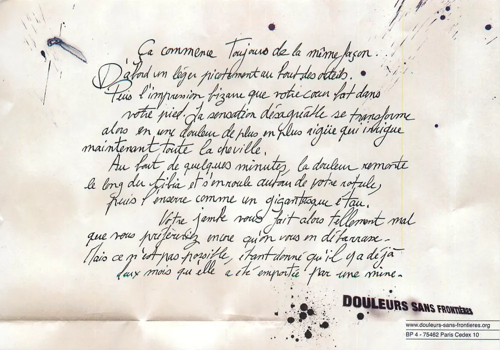 Schmerzen Ohne Grenzen — handschriftlicher poetischer Text — Verlag Schmerzen Ohne Grenzen - Vorderseite