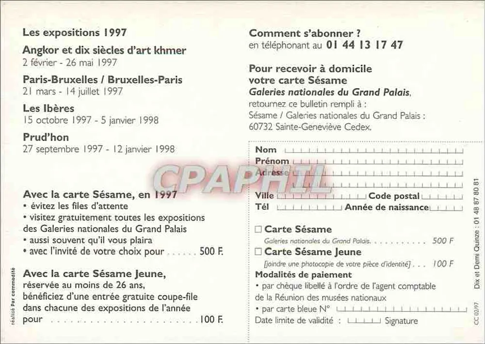 Sésame — Nationale Galerien des Grand Palais — 1997 - Rückseite