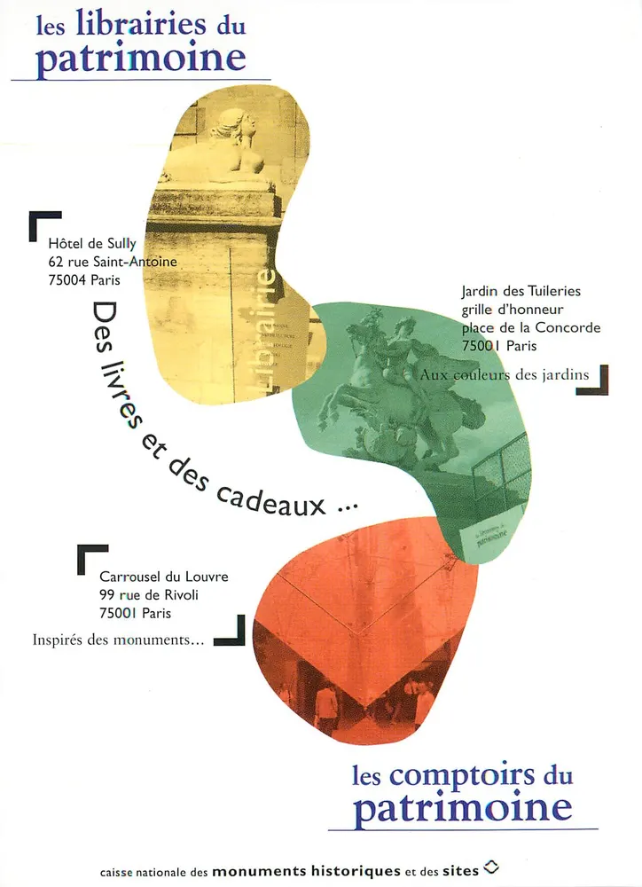 Buchhandlungen des Erbes — Hôtel de Sully, Jardins des Tuileries, Carrousel du Louvre — Nationale Stiftung für historische Denkmäler und Stätten - Vorderseite