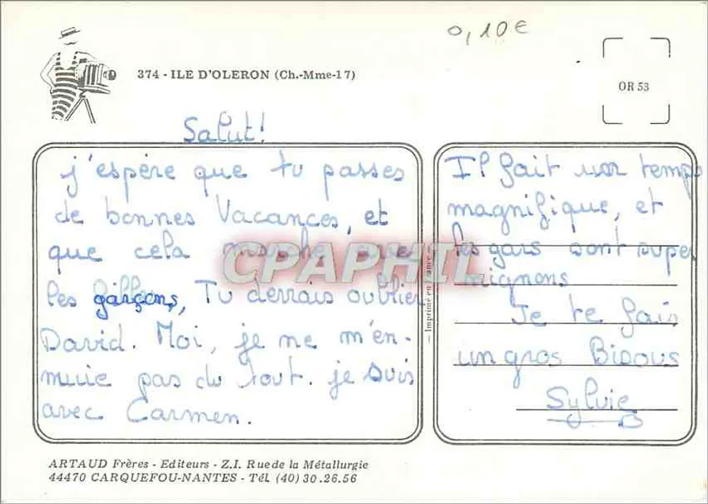 Ilha de Oléron — vista panorâmica — Artaud Frères, n° 374 - Verso
