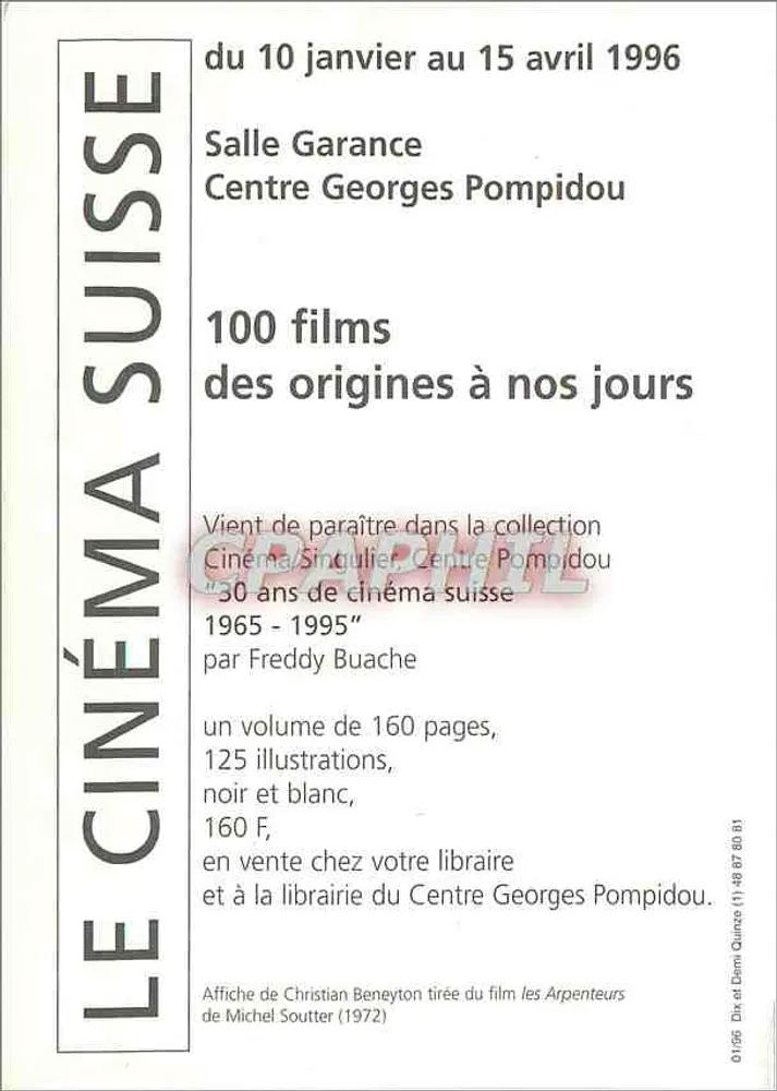 O cinema suíço — 100 filmes das origens até hoje — Centro Georges Pompidou - Verso