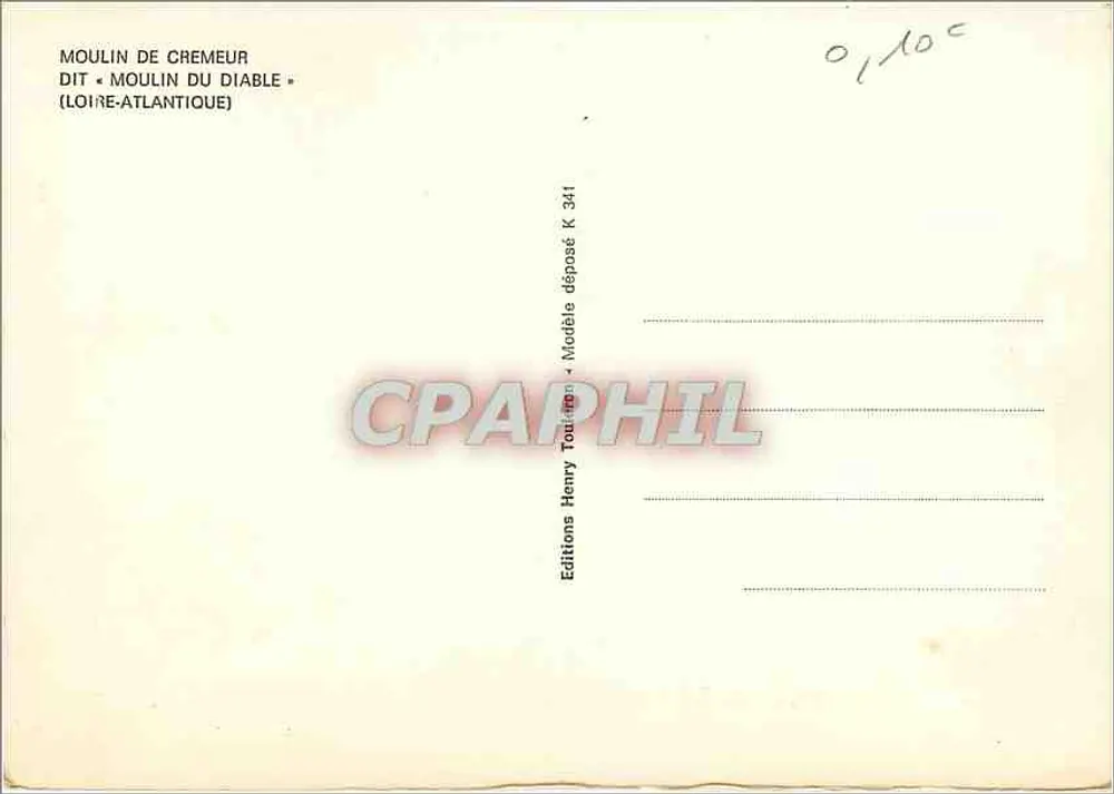 Mühle von Crémeur — genannt « Teufelsmühle » — Loire-Atlantique — Verlag Henry Tournier, Seriennummer K 341 - Rückseite