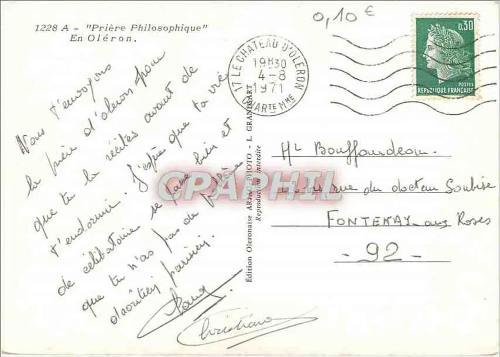 ओलेरॉन की प्रार्थना — ओलेरॉन के किले के संस्करण — संख्या 1228 A - पीछे