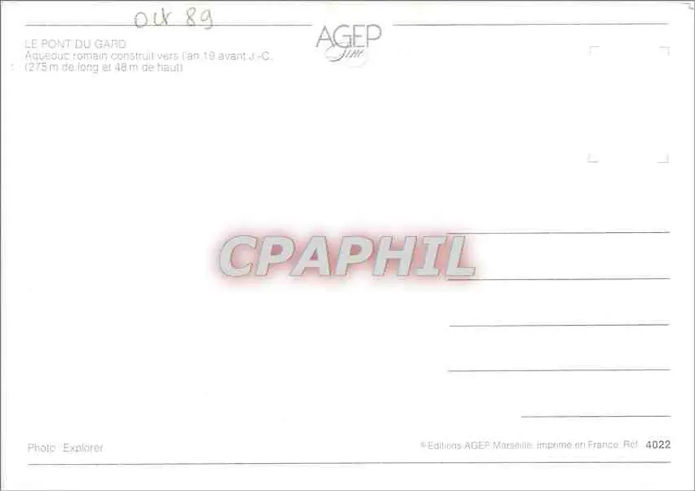 Brücke von Gard — Römisches Aquädukt — Éditions AGEP - Rückseite