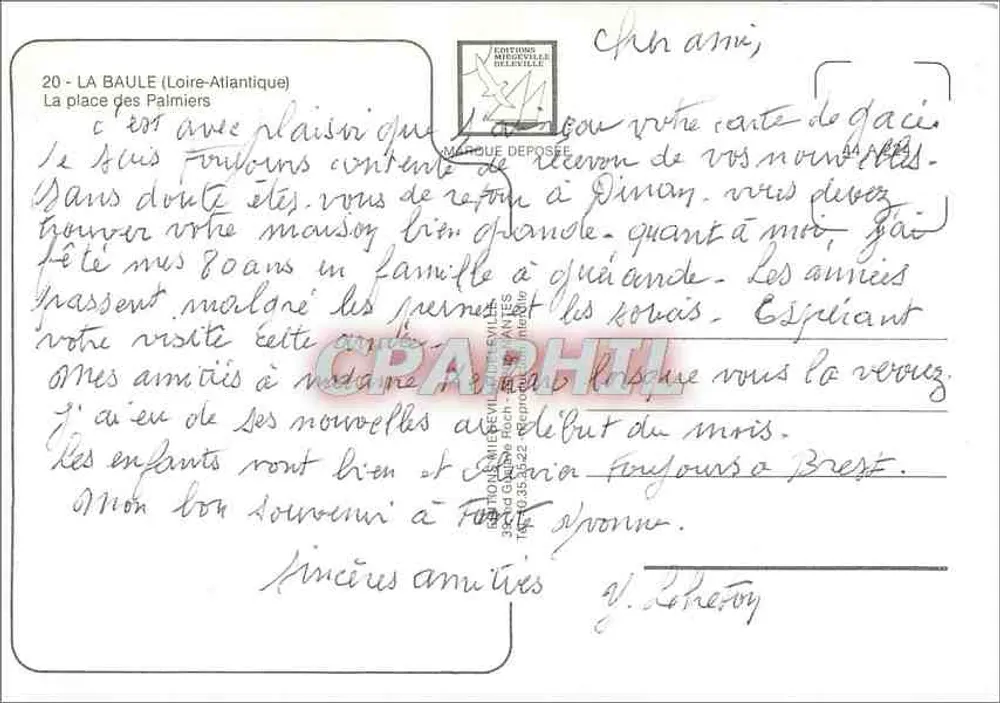 La Baule (Loire-Atlantique) — Der Palmenplatz — Éditions Deleville, n°20 - Rückseite