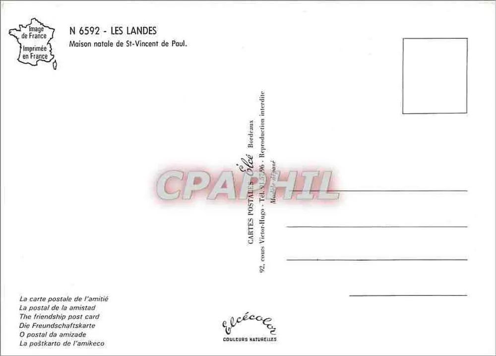 Casa natal de San Vicente de Paúl — Elcée — Editor Elcée, n° 6592 - Reverso