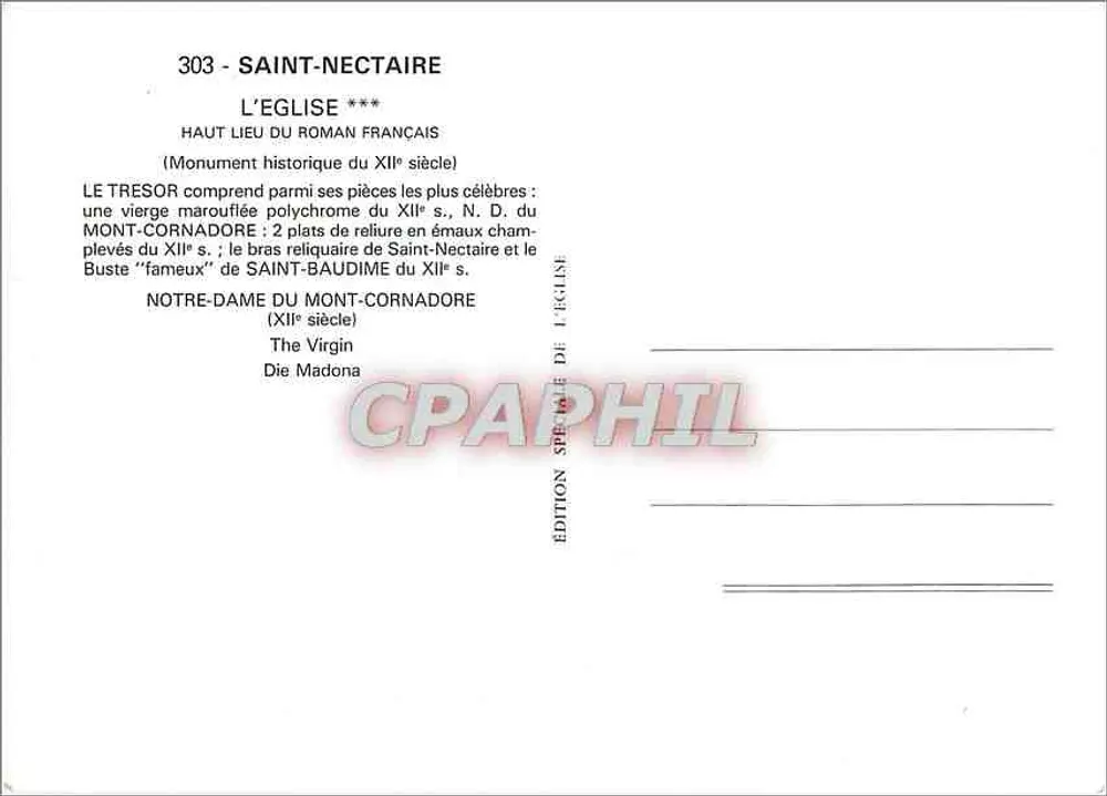 Saint-Nectaire — Die Kirche — Sonderausgabe der Kirche - Rückseite