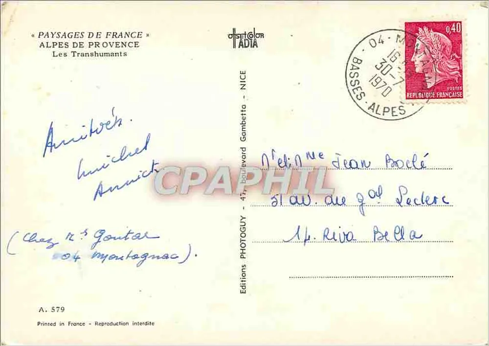Die Transhumanten — Alpen der Provence — Éditions Oliset ADIA, Nr. A. 579 - Rückseite