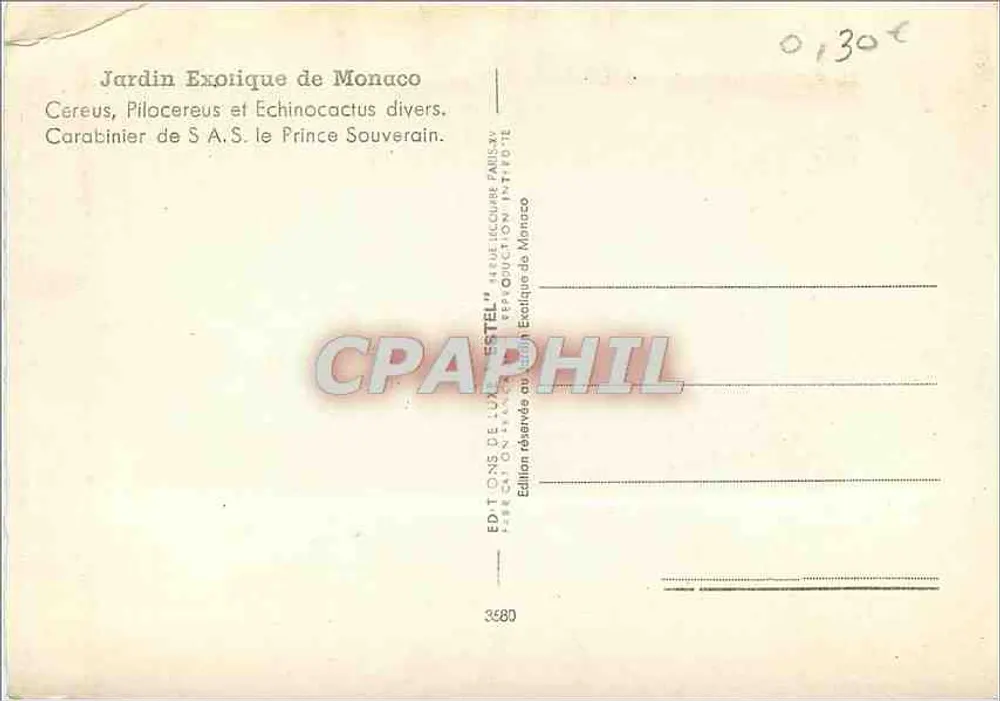 Exotischer Garten von Monaco — Cereus, Pilocereus und Echinocactus-Varianten — Estel Luxus-Editionen, Serie 3580 - Rückseite