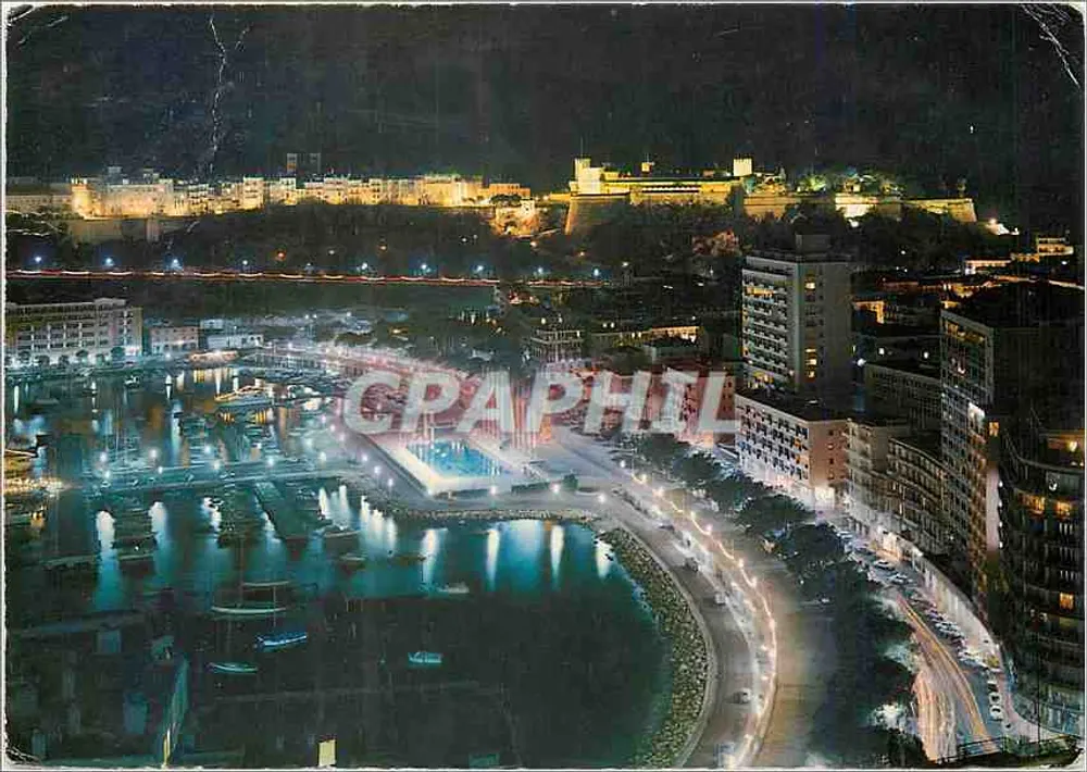Monaco — Beleuchtung des Hafens und des Falais — Verlag MAX, Monaco - Vorderseite