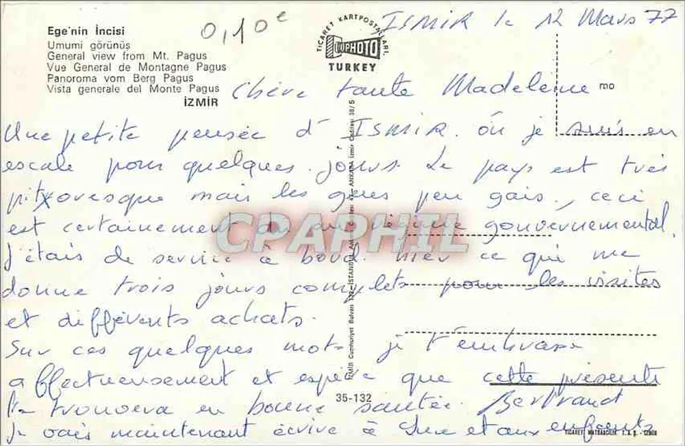 Luftbild der Stadt Izmir — von dem Berg Pagus — Verlag Ege'nin İncisi - Rückseite