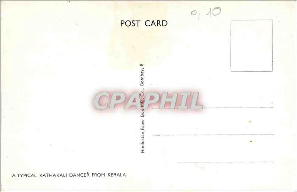 Dançarino Kathakali — Kerala — Hindustan Paper Box Mig. Co., Bombay, 8 - Verso